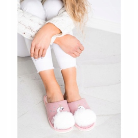 Bona Warm Slippers With Application white pink 1