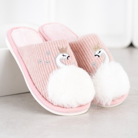 Bona Warm Slippers With Application white pink 1