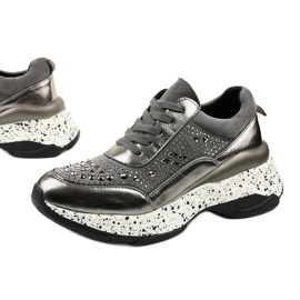Gray sneakers made of eco-leather-suede Quijor grey 1