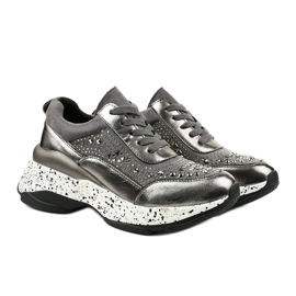 Gray sneakers made of eco-leather-suede Quijor grey 2
