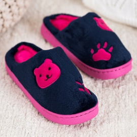 Bona Warm Slippers navy blue pink 1