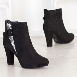 SHELOVET Snake Print High Heel Boots black grey 2