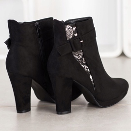 SHELOVET Snake Print High Heel Boots black grey 1