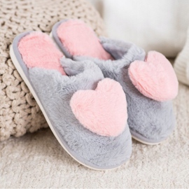 Bona Slippers With A Heart pink grey 1
