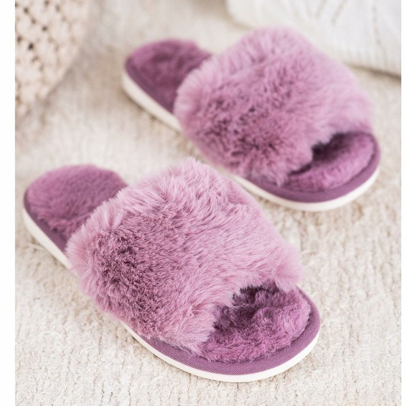 Bona Slippers With Fur purple 1