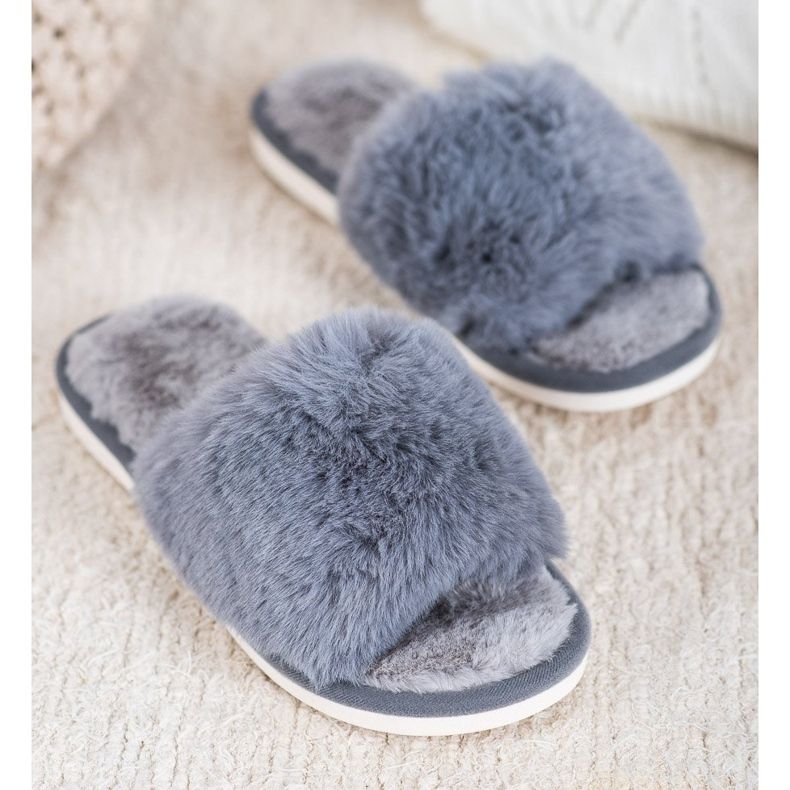 Bona Slippers With Fur grey 1