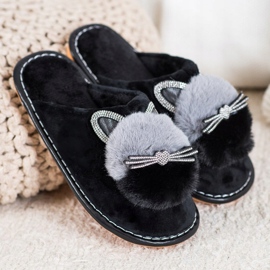 Bona Slippers With Cubic Zirconia black grey 1