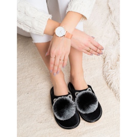 Bona Slippers With Cubic Zirconia black grey 2