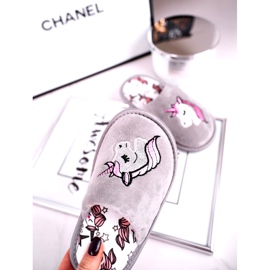 Children's Gray Unicorn Slippers With Unicorn pink silver grey 2