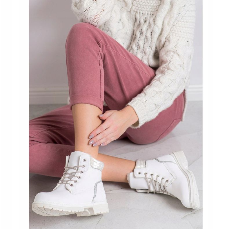 SHELOVET Hiking Boots With Velor Uppers white silver 1 SHELOVET Hiking Boots With Velor Uppers white silver 1