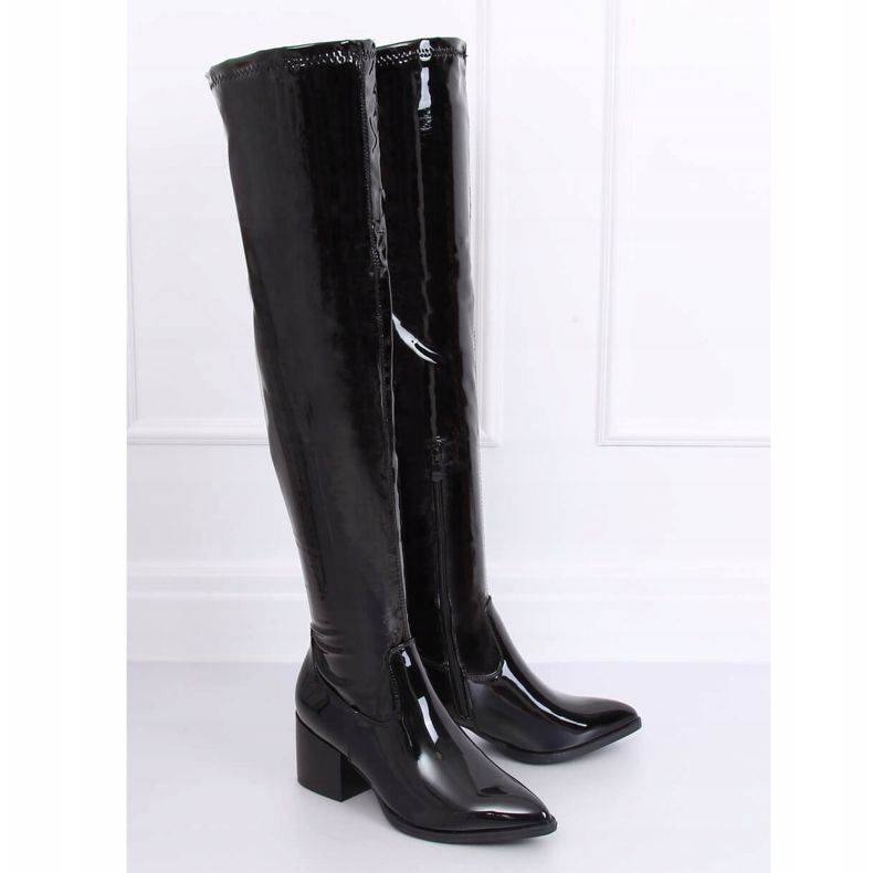 Black lacquered boots RB35P Black 2