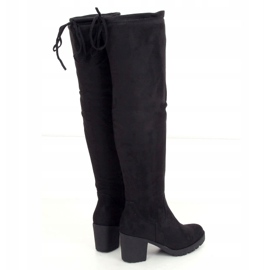 Black boots with wide heels PE253P Black 1