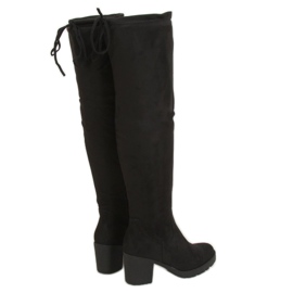 Black boots with wide heels PE253P Black 2