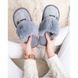 Bona Slippers With Bear Fur grey 2