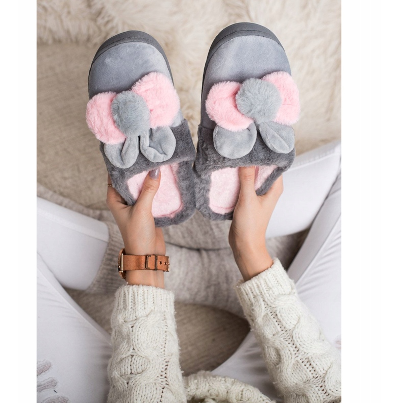 Bona Gray Slippers With Damage pink grey 2