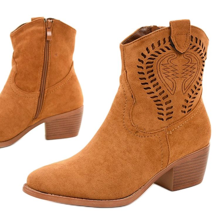 Brown suede cowboy boots with an Allocation zipper 2