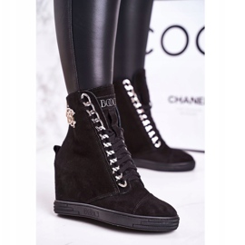 Women's Suede Sneakers BOOCI 2222/066 / s Silver Chain Black 1