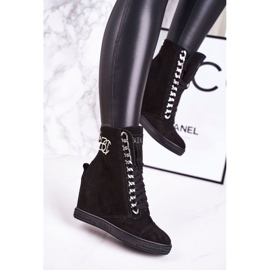 Women's Suede Sneakers BOOCI 2222/066 / s Silver Chain Black 2