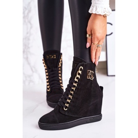 Women's Suede Sneakers BOOCI 2222/066 / with Gold Chain Black 2