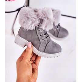 Children's Warm Trappers With Fur Gray Nella grey 2