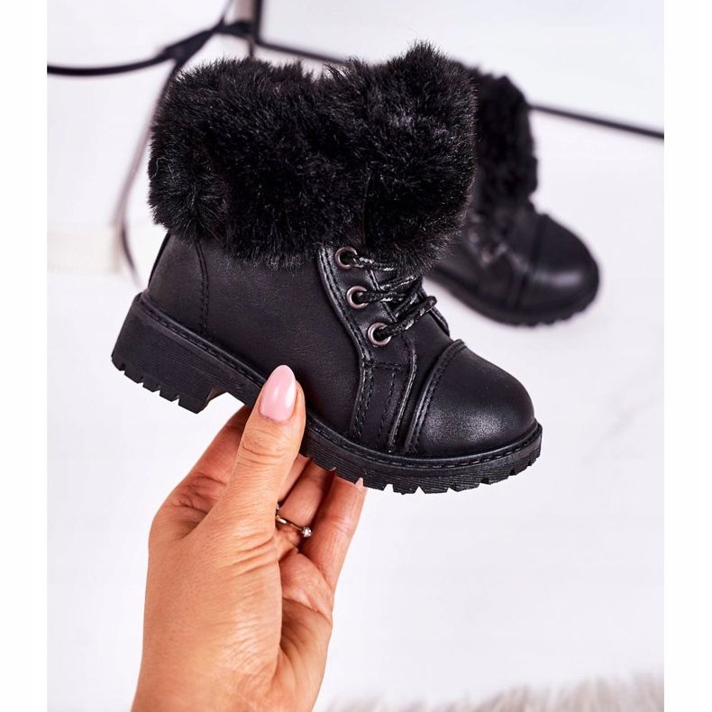 Children's Warm Trappers With Fur Black Nella 2