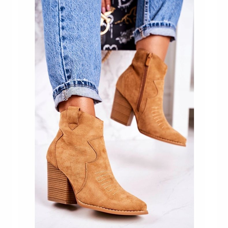 MSMG Women's Warm Cowboy Boots Caramel Margaret brown 1