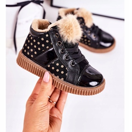 Linshi Children's Warm Boots Sneakers In Polka Dots Black Anastasia 2