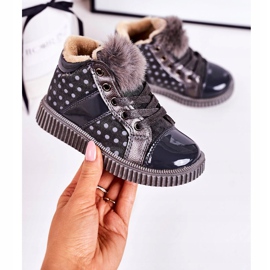 PL1 Children's Warm Boots Sneakers In Polka Dots Gray Anastasia grey 2