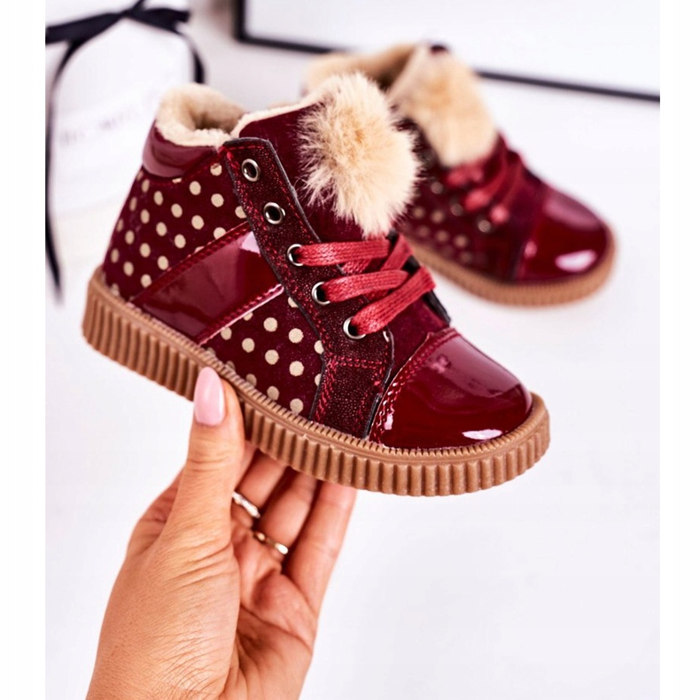 PL1 Children's Warm Boots Sneakers In Polka Dots Red Anastasia 2