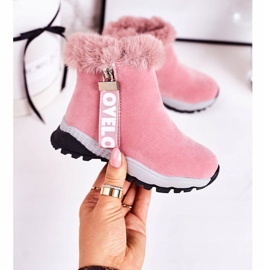 Linshi Children's Warm Snow Boots With Fur Pink Love-Love 2
