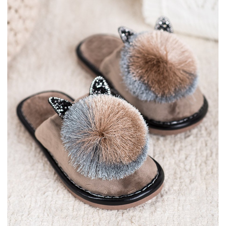 Bona Stylish Slippers With Pompom beige 2