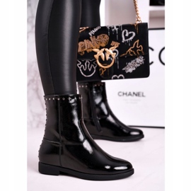 Women's Black Warm Lacquered Boots with jets, Performance 1
