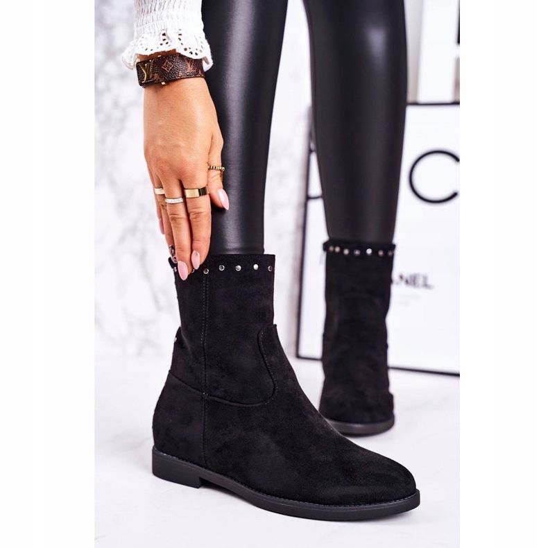 PJ1 Women's Black Insulated Boots with Suede Rhinestones Performance 1