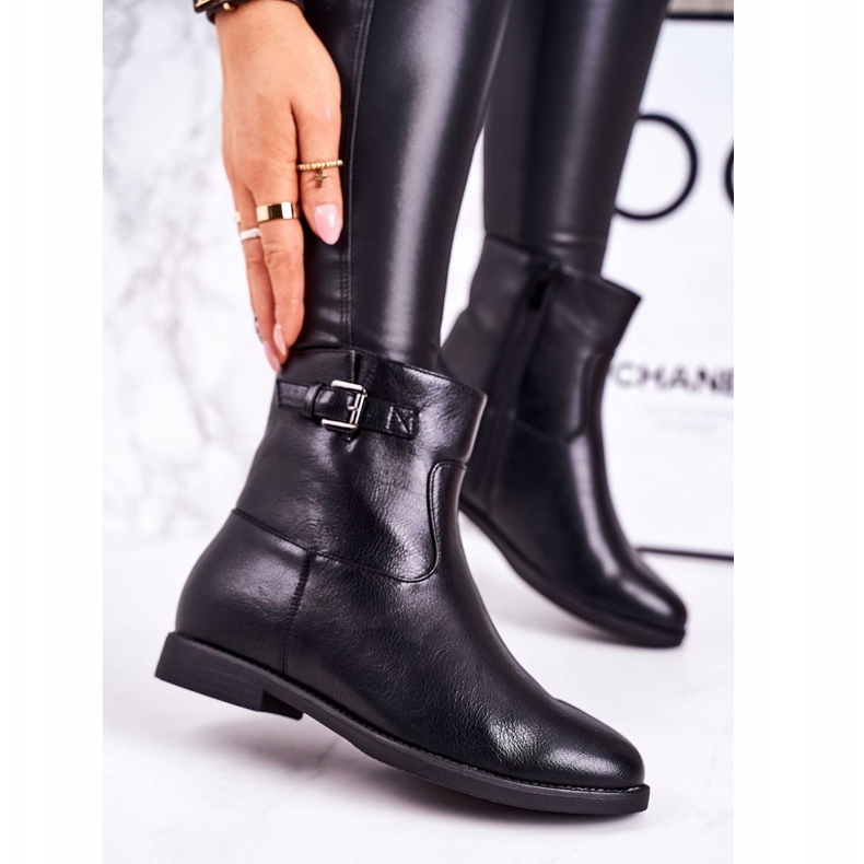 PJ1 Women's Black Halfway Warm Boots With A Buckle 1