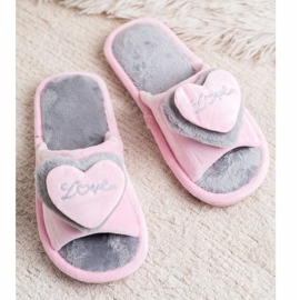 Bona Warm Slippers With A Heart pink grey 1