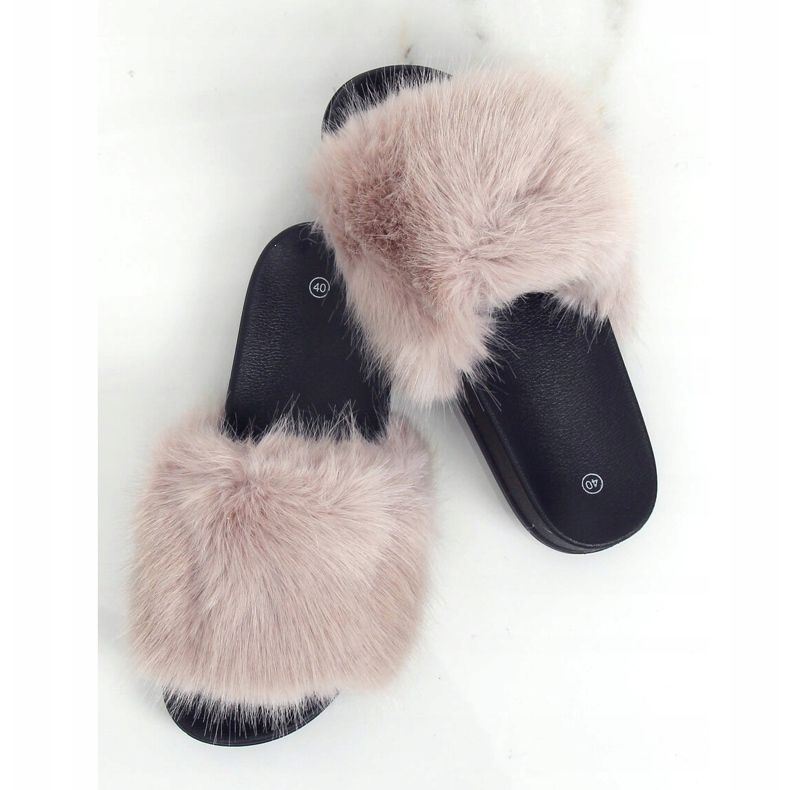 Beige slippers with fur CK107P Beige 1