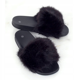 Black CK107P Black slippers with fur 1