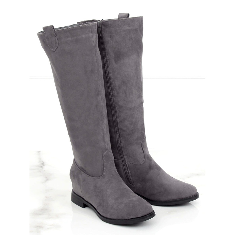 Gray Boots on a hidden wedge heel NC968P Gray grey 1