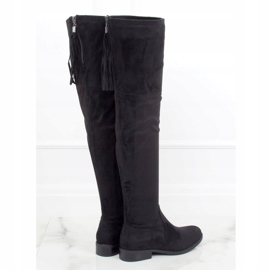 Black LH53-1 Black flat-heeled boots 1 Black LH53-1 Black flat-heeled boots 1