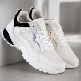 SHELOVET Sneakers With Black Inserts white grey 1