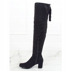 Over-the-knee boots with low heels black LH49-1 Black 1