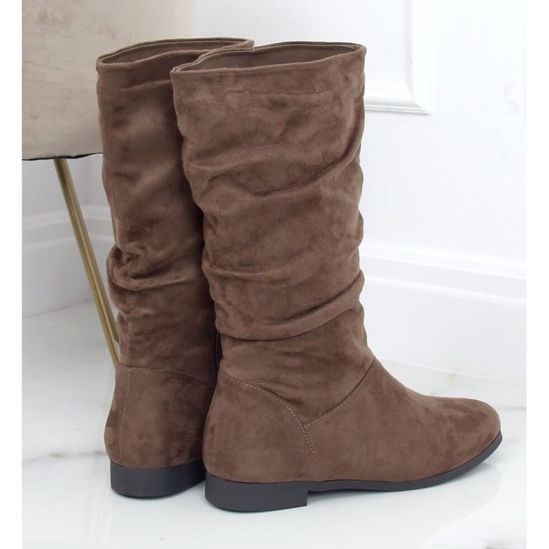 Women's boots flat heel J19-92 Khaki green 2