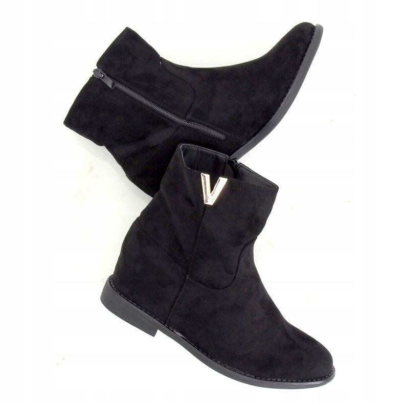 Black ZT1013 Black boots on a hidden wedge heel 1