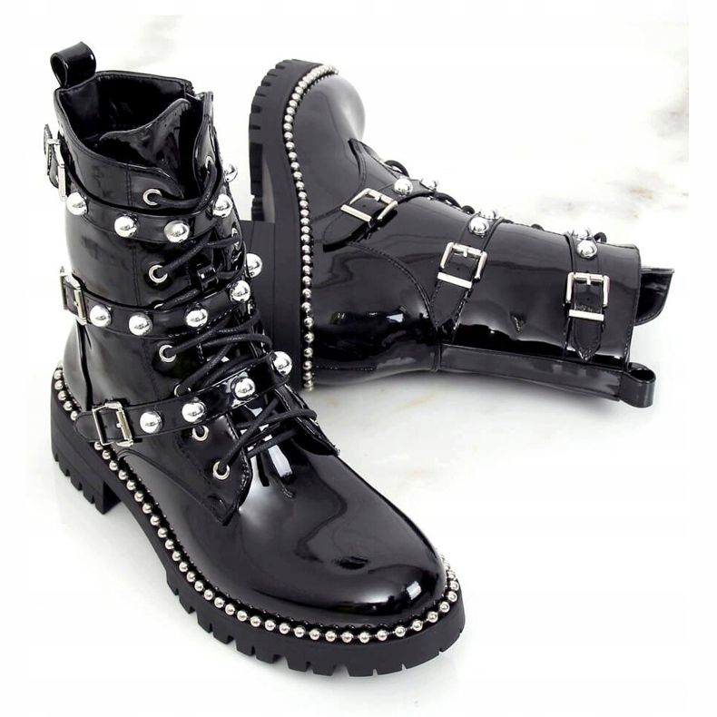 Black lacquered boots NC1023 Black 1