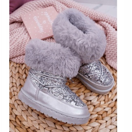 FRROCK Children's Warm Snow Boots With Fur Silver Nicola 2 FRROCK Children's Warm Snow Boots With Fur Silver Nicola 2