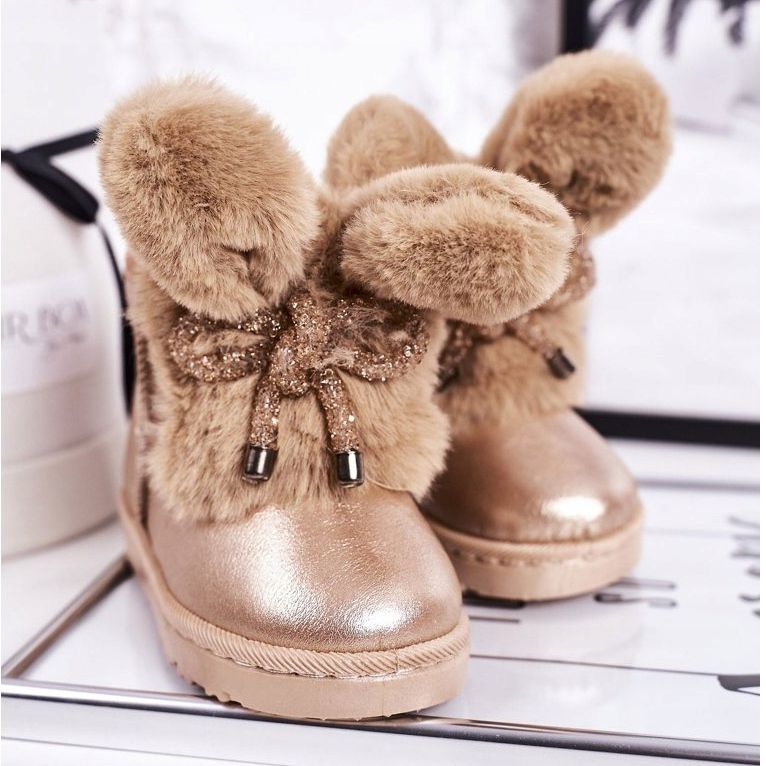 Children's Snow Boots With Fur With Ears Pink Gold Bunny golden 1