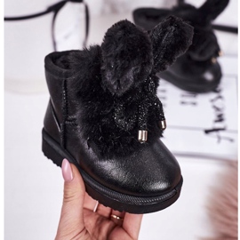 Children's Snow Boots With Fur With Ears Black Bunny 1