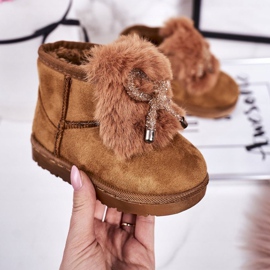 Children's Warm Snow Boots with Fur Suede Caramel Amelia brown 2