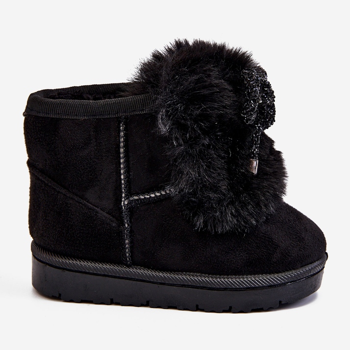 Children's Black Snow Boots with Fur Suede Amelia 2