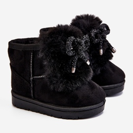 Children's Black Snow Boots with Fur Suede Amelia 1